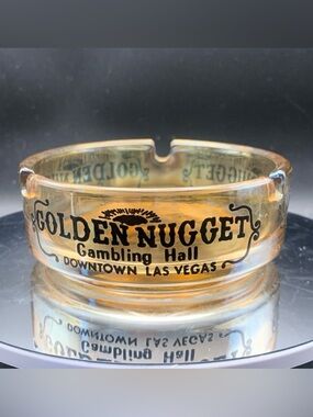 Vintage Golden Nugget Gambling Hall Ashtray Downtown Las Vegas Solid Base